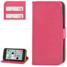 Crazy Horse Texture Leather Case with Credit Card Slot & Holder for iPhone 5C(Magenta) - 1