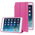 3-folding Naturally Treated Leather Smart Case with Sleep / Wake-up Function & Holder for iPad Air(Magenta) - 1
