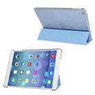 3-folding Leather Cover Frosted Plastic Case with Holder & Sleep / Wake-up Function for iPad Air (Blue) - 1