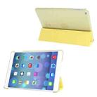 3-folding Leather Cover Frosted Plastic Case with Holder & Sleep / Wake-up Function for iPad Air (Yellow) - 1