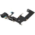 Original Tail Connector Charger Flex Cable + Headphone Audio Jack Ribbon Flex Cable for iPhone 5(Black) - 1