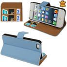 Economic Durable Genuine Leather Case with Credit Card Slots & Holder for iPhone 5 & 5S(Blue) - 1