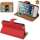 Economic Durable Genuine Leather Case with Credit Card Slots & Holder for iPhone 5 & 5S(Red) - 1