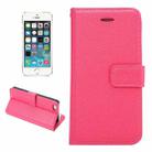 Litchi Texture Horizontal Flip Magnetic Snap Leather Case with Adjustable Holder & Card Slots & Photo Frame & Wallet & Lanyard for iPhone 5 & 5s & SE & SE(Magenta) - 1