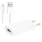 2 in 1 5V 1A EU Plug Travel Charger Adapter with 1m 8-pin Cable For iPhone(White) - 1