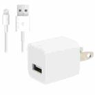 2 in 1 5V 1A US Plug Travel Charger Adapter with 1m 8-pin Cable For iPhone(White) - 1