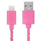 2m Nylon Netting USB Data Transfer Charging Cable For iPhone, iPad, Compatible with up to iOS 15.5(Magenta) - 1