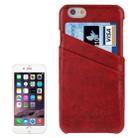 Deluxe Retro PU Leather Back Cover Case with Card Slots with Fashion Logo for iPhone 6 & 6S(Red) - 1