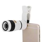 8X Zoom Telescope Telephoto Camera Lens with Clip(White) - 1