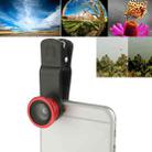 F-018 5 in 1 Universal 180 Degree Fisheye Lens + Macro Lens + 0.65X Wide Lens + CPL Lens + 2X Telephoto Lens with Clip, For iPhone, Galaxy, Sony, Lenovo, HTC, Huawei, Google, LG, Xiaomi, other Smartphones(Red) - 1