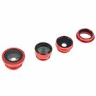 F-018 5 in 1 Universal 180 Degree Fisheye Lens + Macro Lens + 0.65X Wide Lens + CPL Lens + 2X Telephoto Lens with Clip, For iPhone, Galaxy, Sony, Lenovo, HTC, Huawei, Google, LG, Xiaomi, other Smartphones(Red) - 2