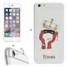ENKAY Hat-Prince 3 in 1 Creative Character Pattern White Hard Case + 0.26mm 9H+ Surface Hardness 2.5D Explosion-proof Tempered Glass Film + Metal Rear Camera Lens Protective Ring for iPhone 6 Plus & 6s Plus - 1