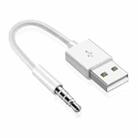 Short 3.5mm Jack Plug to USB Charge Cable for iPod Shuffle, Length: 10cm(White) - 2