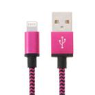 2m Woven Style 8 Pin to USB Sync Data / Charging Cable(Magenta) - 1