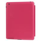 4-folding Slim Smart Cover Leather Case with Holder & Sleep / Wake-up Function for iPad 4 / New iPad (iPad 3) / iPad 2(Magenta) - 4