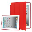 4-folding Slim Smart Cover Leather Case with Holder & Sleep / Wake-up Function for iPad 4 / New iPad (iPad 3) / iPad 2(Red) - 1
