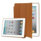 4-folding Slim Smart Cover Leather Case with Holder & Sleep / Wake-up Function for iPad 4 / New iPad (iPad 3) / iPad 2(Brown) - 1