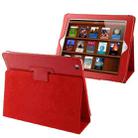 High Quality Litchi Texture Folding Leather with Sleep / Wake-up & Holder Function for iPad 2 / iPad 3 / iPad 4 (Red) - 1