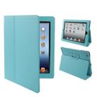 High Quality Litchi Texture Folding Leather with Sleep / Wake-up & Holder Function for iPad 2 / iPad 3 / iPad 4 (Baby Blue) - 1