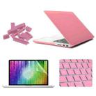 ENKAY for MacBook Pro Retina 15.4 inch (US Version) / A1398 4 in 1 Frosted Hard Shell Plastic Protective Case with Screen Protector & Keyboard Guard & Anti-dust Plugs(Pink) - 1