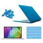 ENKAY for MacBook Air 11.6 inch (US Version) / A1370 / A1465 4 in 1 Frosted Hard Shell Plastic Protective Case with Screen Protector & Keyboard Guard & Anti-dust Plugs(Blue) - 1