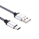 1m Woven Style USB-C / Type-C 3.1 to USB 2.0 Data Sync Charge Cable(Silver) - 1