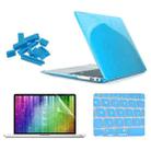 ENKAY for MacBook Air 11.6 inch (US Version) / A1370 / A1465 4 in 1 Crystal Hard Shell Plastic Protective Case with Screen Protector & Keyboard Guard & Anti-dust Plugs(Blue) - 1