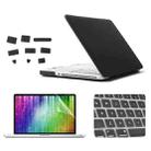 ENKAY for MacBook Pro 13.3 inch (US Version) / A1278 4 in 1 Frosted Hard Shell Plastic Protective Case with Screen Protector & Keyboard Guard & Anti-dust Plugs(Black) - 1