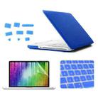 ENKAY for MacBook Pro 13.3 inch (US Version) / A1278 4 in 1 Frosted Hard Shell Plastic Protective Case with Screen Protector & Keyboard Guard & Anti-dust Plugs(Dark Blue) - 1