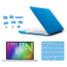 ENKAY for MacBook Pro 13.3 inch (US Version) / A1278 4 in 1 Frosted Hard Shell Plastic Protective Case with Screen Protector & Keyboard Guard & Anti-dust Plugs(Blue) - 1