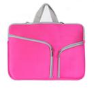 Double Pocket Zip Handbag Laptop Bag for Macbook Air 13 inch(Magenta) - 1