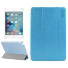 ENKAY Silk Texture Horizontal Flip Solid Color PU Leather Case with Three-folding Holder and & Sleep / Wake-up Function for iPad mini 4(Blue) - 1