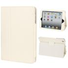 2-fold Litchi Texture Flip Leather Case with Holder Function for iPad mini 1 / 2 / 3(White) - 1