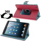 Lichee Texture 360 Degree Rotation Leather Case with Sleep / Wake-up Function & 4 Gear Holder for iPad mini 1 / 2 / 3 (Magenta) - 1