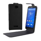 Vertical Flip Magnetic Button Leather Case for Sony Xperia E4(Black) - 1