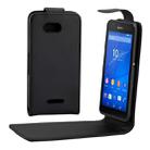 Vertical Flip Magnetic Button Leather Case for Sony Xperia E4g(Black) - 1