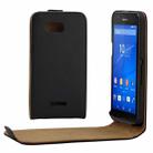 Vertical Flip Magnetic Button Leather Case for Sony Xperia E4g(Black) - 1