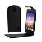 Vertical Flip Magnetic Button Leather Case for Huawei Ascend Y625(Black) - 1