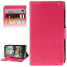 Crazy Horse Texture Flip Leather Case with Card Slots & Holder for HTC One M8(Magenta) - 1