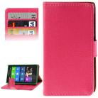 Crazy Horse Texture Flip Leather Case with Credit Card Slots & Holder for Nokia X (Magnta) - 1