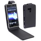 Vertical Flip Leather Case for Sony Xperia Acro S / LT26W (Black) - 1