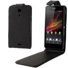 Vertical Flip Soft Leather Case for Sony Xperia ZR / M36H / C5502  (Black) - 1