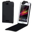 Vertical Flip Leather Case for Sony Xperia C / S39h (Black) - 1