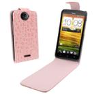 Crocodile Texture Vertical Flip Holster Leather Case for HTC One X / Edge / S720e (Pink) - 1