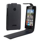 Vertical Flip Magnetic Snap Leather Case for Microsoft Lumia 435(Black) - 1