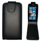 Vertical Flip Magnetic Snap Leather Case for Nokia Lumia 610(Black) - 1