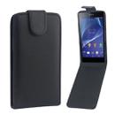 Vertical Flip Magnetic Snap Leather Case for Sony Xperia Z2 Compact(Black) - 1