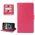 Crazy Horse Texture Leather Case with Credit Card Slot & Holder for HTC One Max / T6 / 809d (Magenta) - 1