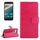 Crazy Horse Texture Horizontal Flip Leather Case with Holder & Card Slots & Wallet & Photo Frame for Google Nexus 5X(Magenta) - 1