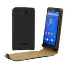 Vertical Flip Magnetic Button Leather Case for Sony Xperia E4(Black) - 1